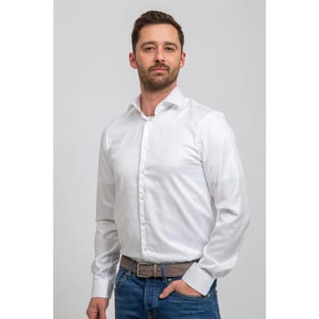 Suitable Wit Overhemd Slim Fit DR-01 - Maat 43 - Heren - Overhemden Formeel