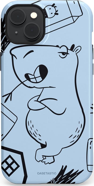 Casetastic Hoesje Geschikt voor Apple iPhone 15 Plus Magsafe - Stijlvolle Beschermende Duo-layer Case - Capibara chillen