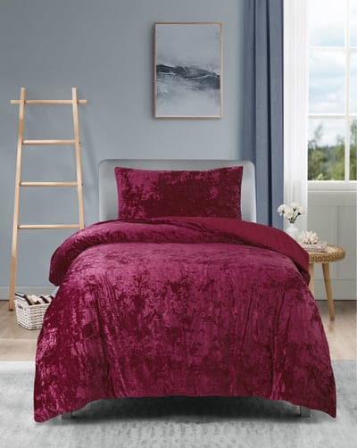 Princessdekbedovertrek Crushed Velvet -Soft Touch - Fluweel - Dekbedovertrek met Drukknopen- Eenpersoons - 140x200/220 + 1 kussensloop 60x70 - Bordeaux Rood