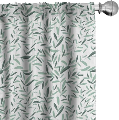 ABAKUHAUS Salbei Gordijnen – 2x75x245 cm – Reseda Groen-Wit