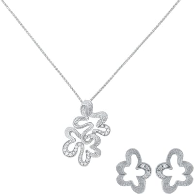 Orphelia 'Malenia' Dames 925 Sterling Zilveren Set: Ketting-Hanger + Oorbellen - Zilver SET-7077