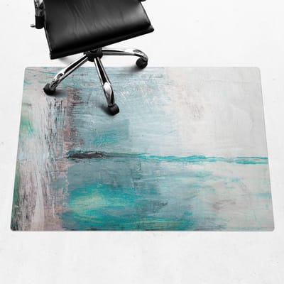 Wallfluent - Vloerbeschermer Abstracte Mist - 140x100 cm - Turkoois Vloerbeschermer Bureaustoel Tapijt - Rechthoekig - PVC Vloerbeschermer-Computer Stoel Mat-Werkplekdecoraties - Organisch marmerpatroon