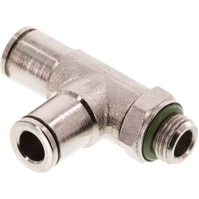 6mm x G1/8'' rechte hoek T-stuk Messing Insteekfitting Buitendraad Draaibaar FKM