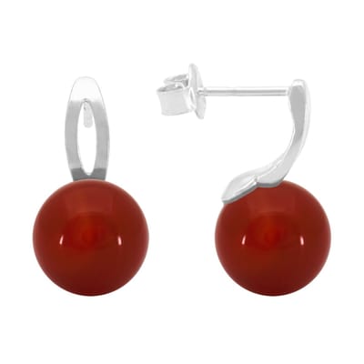 ARLIZI 2112 Oorbellen rood carneool oorsteker - sterling zilver - 1,9 cm