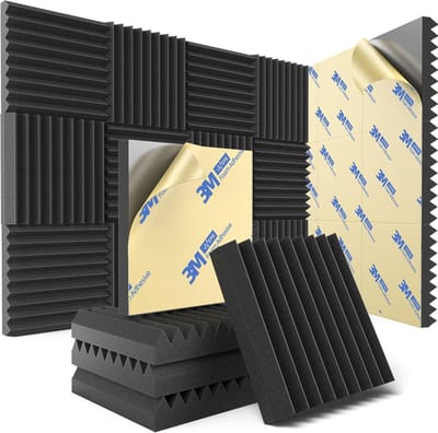 12x Zelfklevende Schuimpanelen Geluidsisolatie Zwart voor Muur