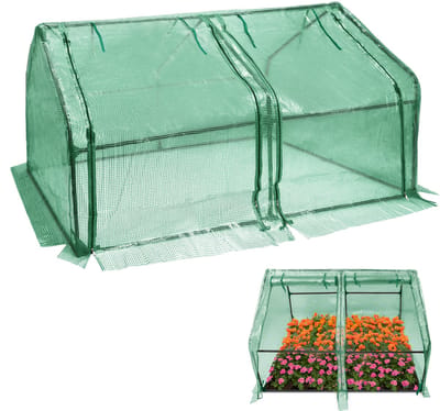 Mini-kas Tomatenkas 180x90x90cm Foliekas Tomatenkas Koude bak Kas met raam en deur HDPE Regenschutz UV-bestendig Vorstbestendig (groen - warmtedekking)