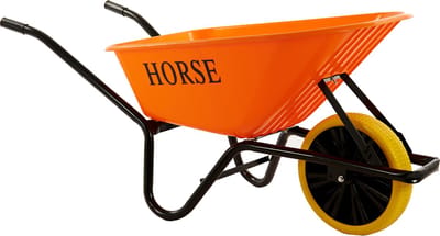 Horse Kruiwagen met antilek band - Gemonteerd geleverd - kruiwagen oranje - kruiwagen 100 liter
