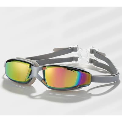 Lunettes de natation plaquées avec étui Adultes Professionnelles Résistantes à l'eau Antibuée Protection UV Piscine Protection UV Lunettes Homme an