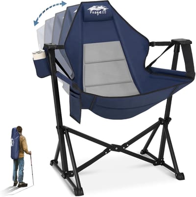 Draagbare Hangstoel - Opvouwbare Stoel - Buiten Ontspannen - Verstelbare Rugleuning - 330 kg Capaciteit - Blauw