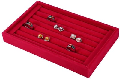 Dailygoody - Luxe Sieradenhouder - Sieradenopslag - Elegante Rode Ring Display Box - Geschikt voor Ringen en Oorbellen - Perfect voor Organisatie - Id