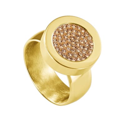 Quiges RVS Schroefsysteem Ring Goudkleurig Glans 16mm met Verwisselbare Zirkonia Goudkleurig 12mm Mini Munt