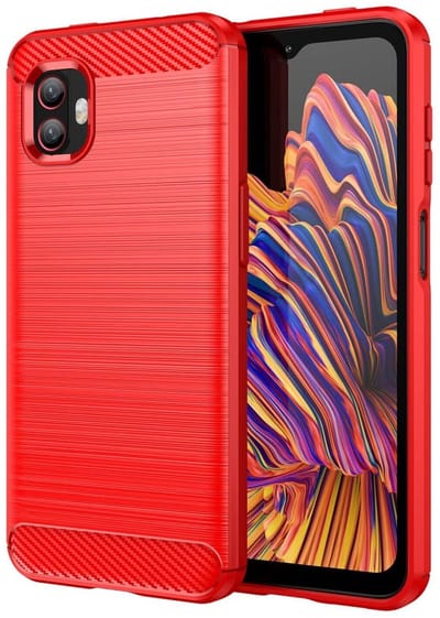 Geborsteld TPU Hoesje Geschikt voor Samsung Galaxy Xcover 6 Pro - Beschermhoes - Back Cover - Case Flexibel TPU - Stijlvol Carbon - Dun - Rood