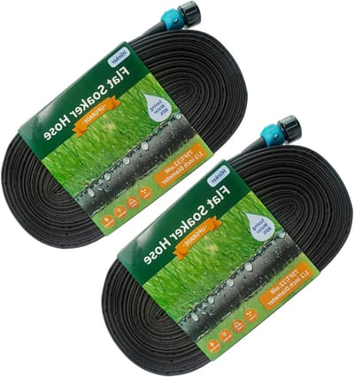 Platte Soaker Slang - Druppelirrigatie Slang - Gelijkmatig Water Geven - Koppelbaar en Knikbestendig - 150 FT - Zwart