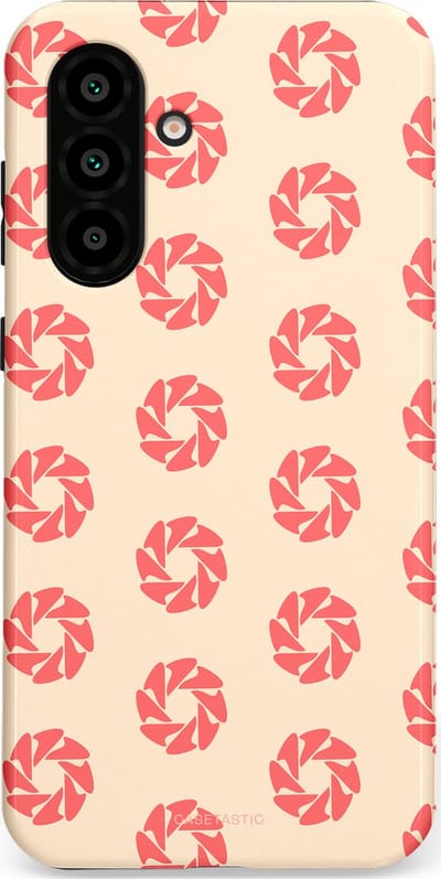 Casetastic hoesje geschikt voor Samsung Galaxy A36 / Samsung Galaxy A56 - Dubbellaagse bescherming - Peach Bloem Cirkels - Fashion Case - Crème Koraal Perzik