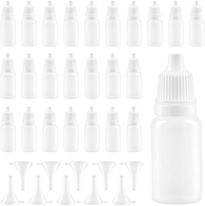 Dailygoods- Druppelflesje 200 Stuks - 10ml - Navulbaar - Met Trechter - Doorzichtig - Duurzaam Plastic - Druppelfles