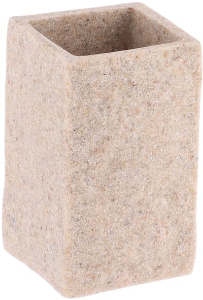 Tendance Badkamer tandenborstelbeker Ruby - creme - steen look - kunststof - D6 x H10 cm