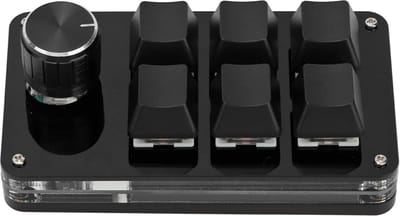 Mini Macropad - Mechanisch Toetsenbord met één Hand Multifunctioneel - 6 Toetsen Mini Gaming Toetsenbord - Programmeerbaar Toetsenbord met Knop (Zwart) .
