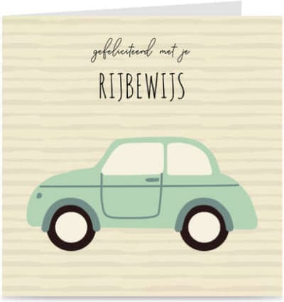 RIJBEWIJS | kaart / wenskaart met envelop | gefeliciteerd met je rijbewijs / rijbewijs gehaald