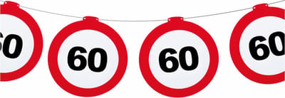 Funny Fashion Verjaardag feestslinger 60 jaar - papier - verkeersborden - 120 x 21 cm