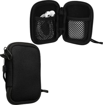 kwmobile hoesje voor oordopjes geschikt voor in-ear Headphones hoes - 6 x 9 cm - Oortjes beschermhoes van canvas - In-ear koptelefoon case - In zwart