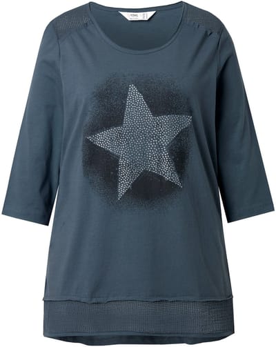 Angel of Style - Dames - T-shirt A-lijn cold dyed glinsterende ster - Antraciet - Maat 46