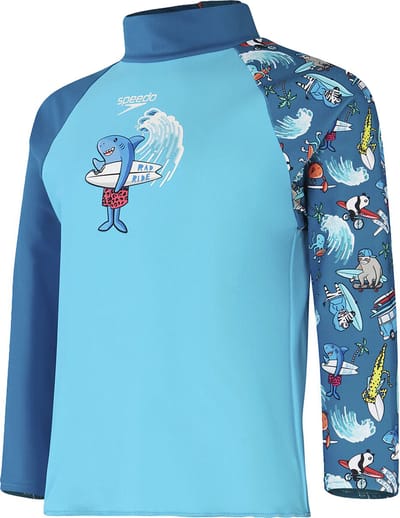 Speedo long sleeve pr rash top in de kleur blauw.