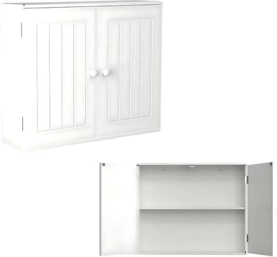 Badkamerkast Nivia - dubbele deur - Badkamermeubel - Voor Wandmontage - 3-Laags - Zwart