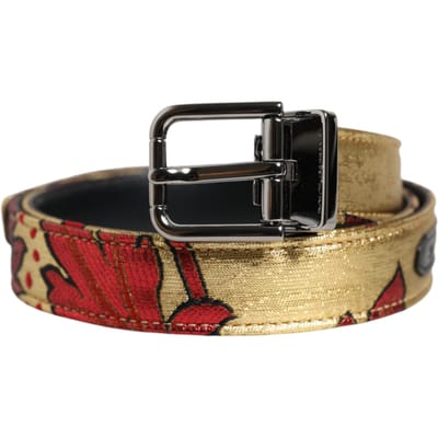Dolce & Gabbana Gouden Bloemen Jacquard Zilveren Metalen Gesp Rugzak