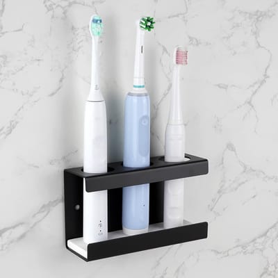 Tandenborstelhouder - Elektrische Tandenborstelhouder voor Badkamer - Zonder Boren - Met 3 Gaten (Ø 35 mm) - Zwart