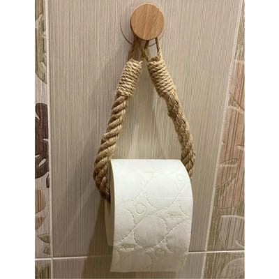 Vintage Touw Handdoekhouder – Creatieve Wandmontage Handdoekrek Voor Badkamer & Keuken, Ruimtebesparende Ophangbare Organizer Met Zuignap/Schroefbevestiging 1PC&one-size bruin