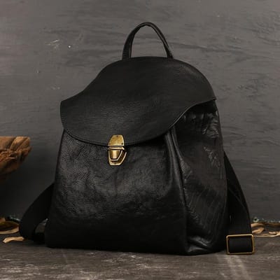 Sac à dos rétro en cuir de vache pour femmes, sac de voyage de luxe de styliste à première couche, grande capacité, à la mode noir