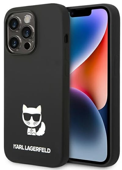 Karl Lagerfeld Silicone Choupette Serie - iPhone 14 Pro Max Case - Zwarte Kleur - Unieke Choupette Motief - Perfecte Pasvorm