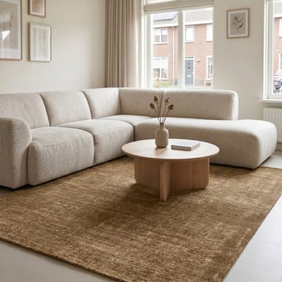 DÉJA Living Vloerkleed 155x230cm - Laagpolig Olijfgroen Stof - Emren