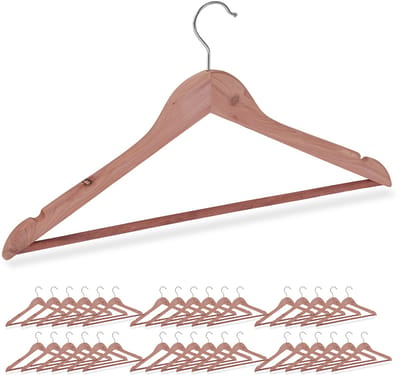 36x kleerhangers hout - kledinghangers - cederhout - anti motten - broekhanger
