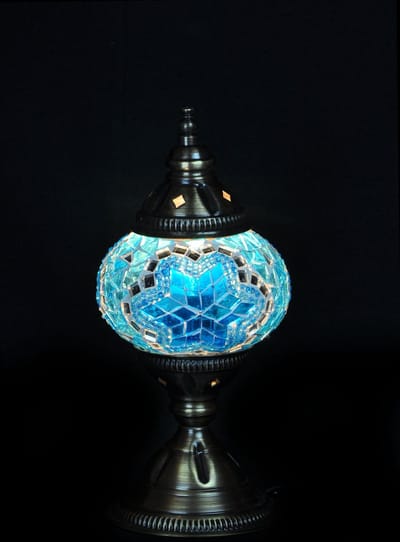 Turkse Lamp - Tafellamp - Mozaïek Lamp - Marokkaanse Lamp - Oosters Lamp - Authentiek - Handgemaakt - Turquoise