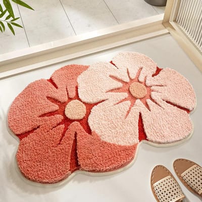 Bloemvormige Leuke Badkamermatten Luxe Pluizige Dikke Shaggy Badkleden Tapijten Microvezel Getuft Matje 45x70cm beige