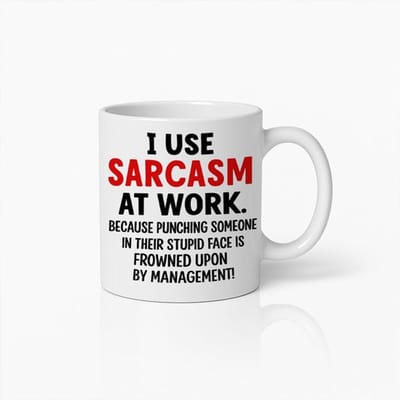 Grappige “I Use Sarcasm at Work” Witte Mok 330 ml – Kantoor Humor Koffiemok – Sarcastisch Cadeau voor Collega’s & Werkvrienden