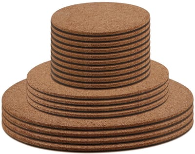 Dailygoods- Plantenpotonderzetters 18 stuks - Ronde Kurken Plantenmat - Tafelplacemats - Waterabsorberend - Waterbestendig - Bescherming Bureaublad