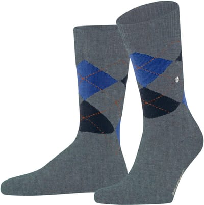 Burlington Dundee gedessineerd wol sokken heren blauw - maat 40-46