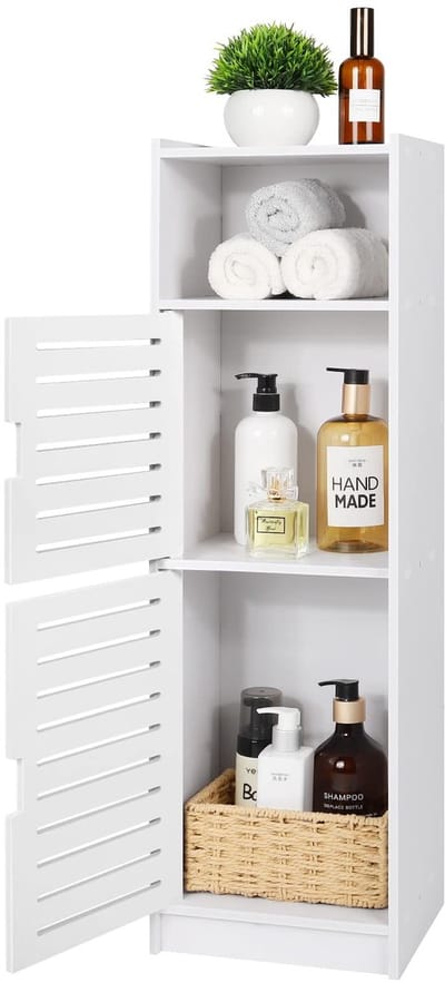 Dailygoods- Badkamerkast Waterdicht - Opbergkast met Open Plank - Vrijstaande Vloerkast - Hoekorganisatorkast - Grote Opbergcapaciteit 74x20x24 cm