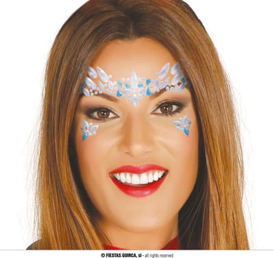 Zelfklevende Gezicht Steentjes Blue and White Face Jewellery