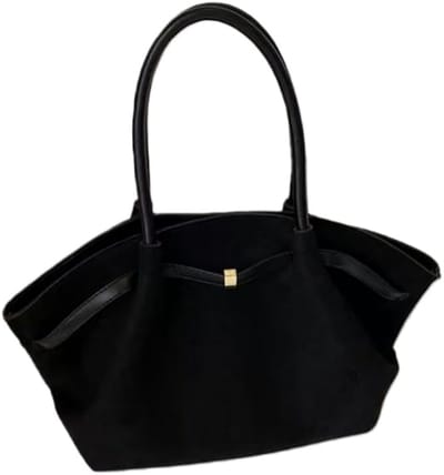 Suède handtas, dames schoudertas/handtas, ruime boodschappentas - zwart