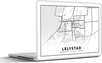 Laptop sticker - 13.3 inch - Stadskaart - Lelystad - Nederland - 31x22,5cm - Laptopstickers - Laptop skin - Cover