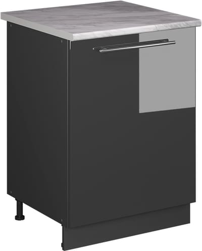 Vicco Keukenonderkast Fame-Line, Antraciet Hoogglans/Antraciet, 60 cm 1 deur met werkblad