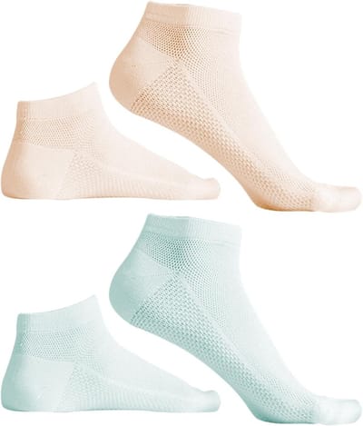 Enkelsokken voor dames - Set van 2 - Comfortabele No Show sokken - Roze en blauw - Casual sokken voor meisjes