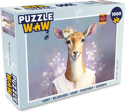 Puzzel Hert - Bloemen - Verf - Portret - Dieren - Legpuzzel - Puzzel 1000 stukjes volwassenen