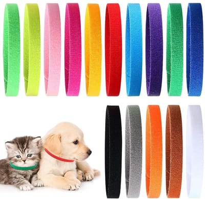 Dailygoods- Identificatiehalsband Verstelbaar - Puppy ID Halsbanden - 15 Stuks - Zacht Fluweel - Multicolor - Geschikt voor Kittens - Halsband