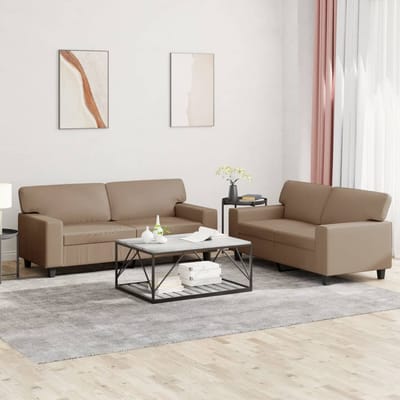 vidaXL - 2-delige - Loungeset - kunstleer - cappuccinokleurig