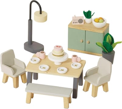Poppenhuis Eetkamer Set - Poppenhuis Meubels - Fantasierijk Spelen - Schaal 1:12 - 338 x 399 x 86 cm - Daisylane