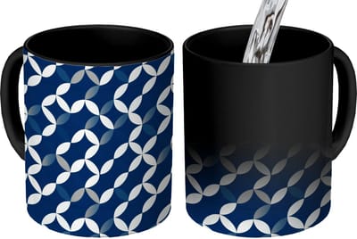 Magische Mok - Foto op Warmte Mokken - Koffiemok - Abstract - Patroon - Blauw - Magic Mok - Beker - 350 ML - Theemok